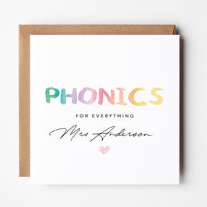Phonics für alles Dankeskarte - Lehreranerkennung, beste Lehrerin, Dankeskarte, Lehrhilfe, Empfangsklasse, Kindergarten
