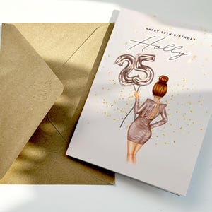 Carte personnalisée 25e anniversaire - carte portrait personnalisée, pour ami, fille, soeur