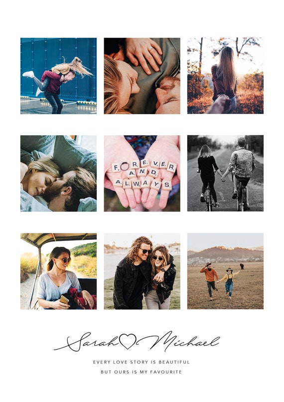 9 Pictures Collage Collage Nine Frames Photos Parts Or Pictures Vector