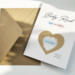 Faire-part de naissance / Faire-part de naissance / Carte surprise / Carte à gratter en feuille d'or / Faire-part de grossesse / Jeux de baby shower