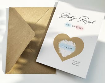 Baby gender reveal card / Baby announcement / Surprise card / Gold foil scratch card / Pregnancy announcement cards / Baby shower games