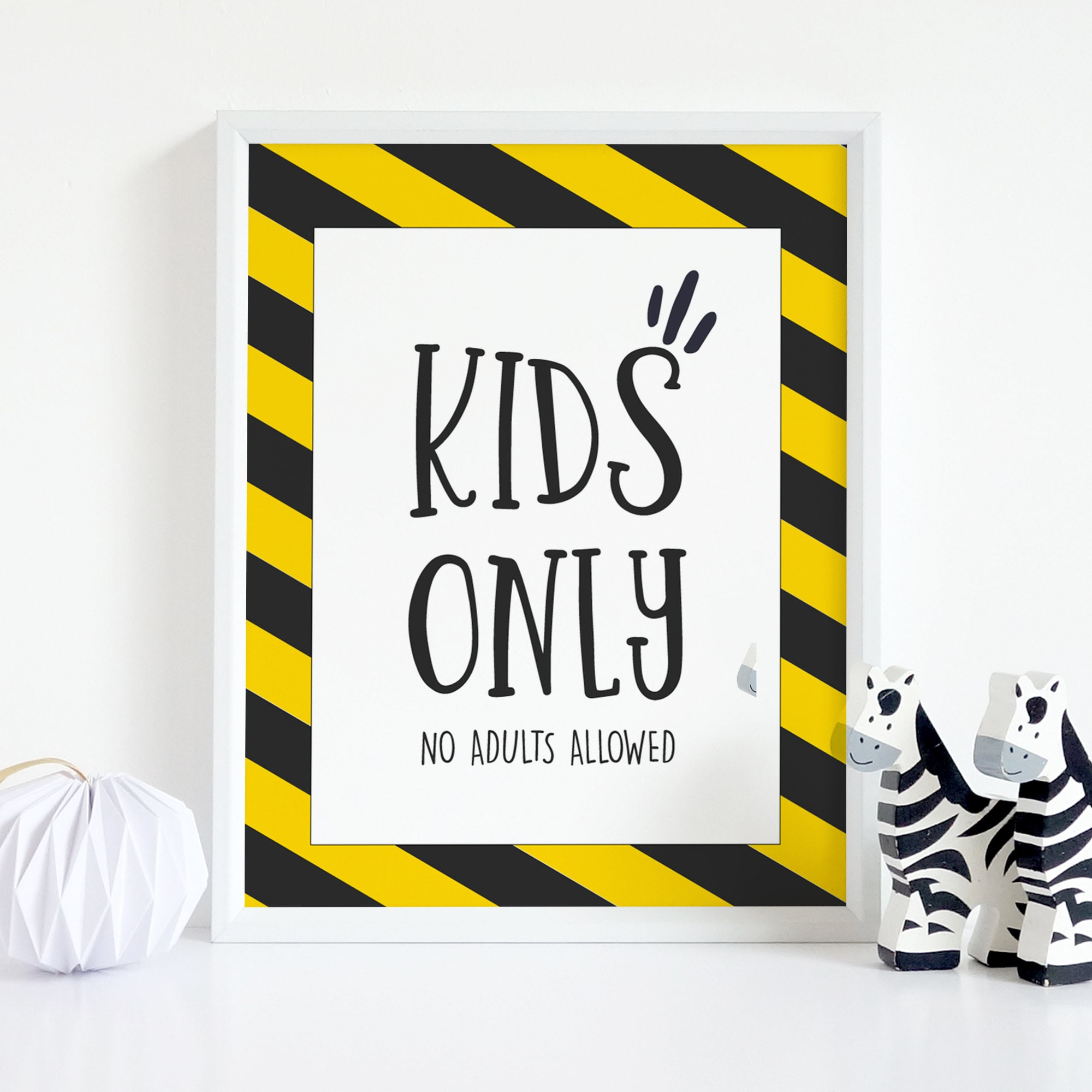 Kids Only Print / No Adults Allowed / Black and Yellow Print