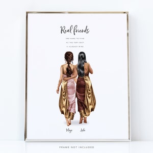 Indische Mädchen beste Freunde Druck / Freundschaft Geschenk / Geburtstag / Diwali / besonderes Geschenk für Sie