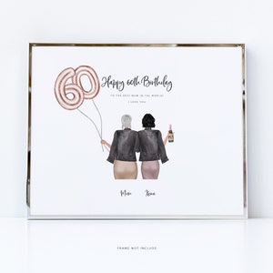 Personnalisation pour Joyeux anniversaire à une maman de 60 ans / voeux pour le soixantième anniversaire pour grand-mère / Impression ou carte pour fêter les 60 ans de la famille pour grand-mère