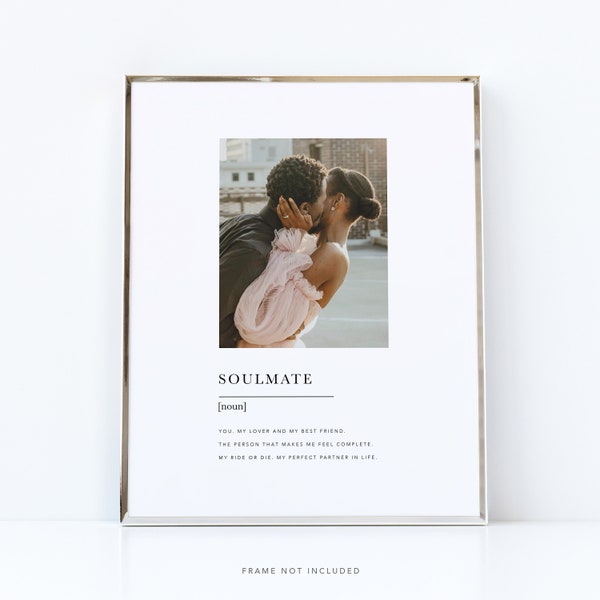 Soulmate definition photo print / Couples photo gift / Couples gifts / Premium photo paper / Sizes A5, A4, A3, A2 / Anniversary gift