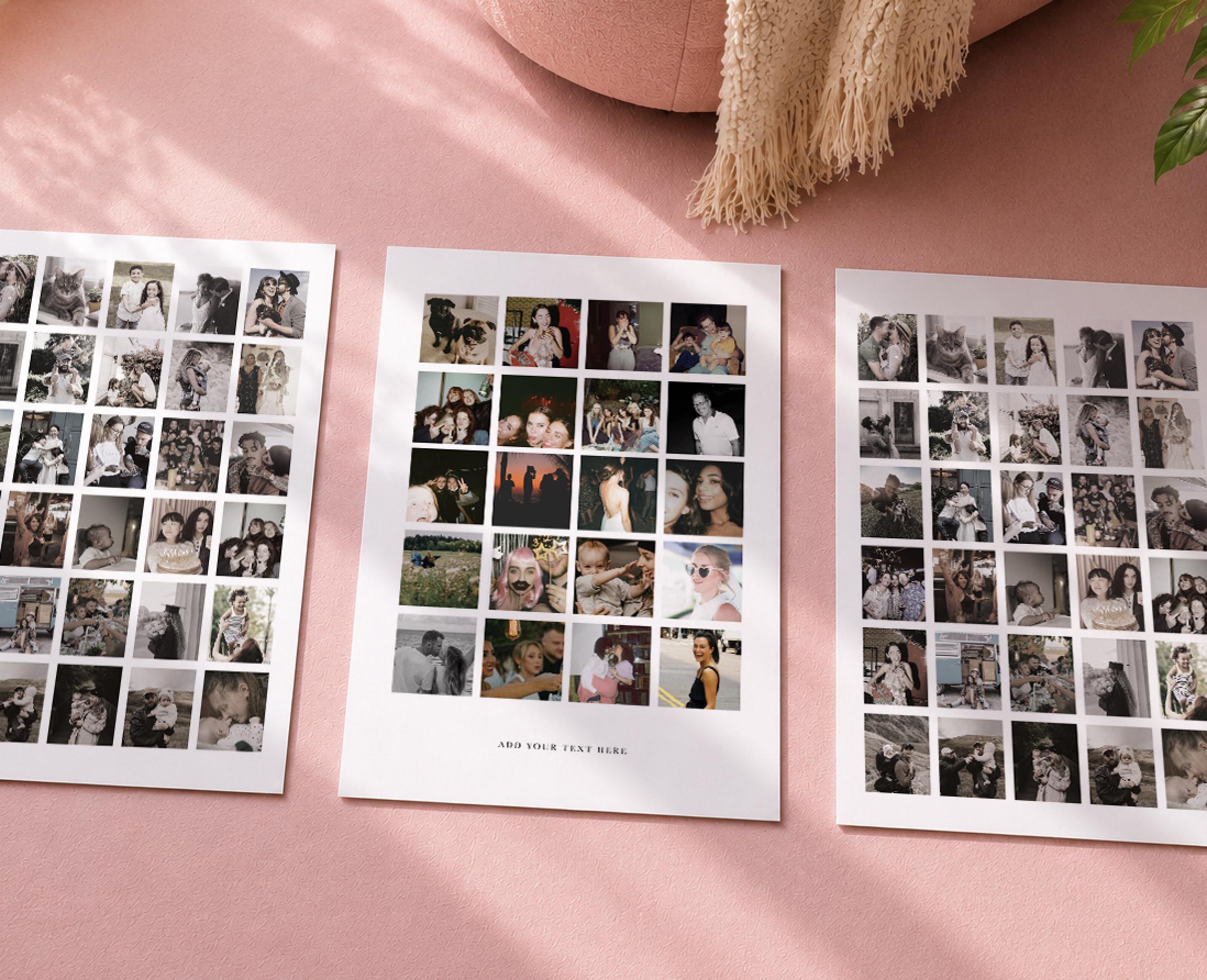 写真80枚を使用したプリントコラージュ3枚セット - サイズ：11×14 