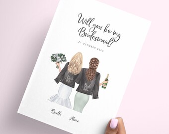 Will You Be My Bridesmaid card with envelope / Maid of Honour / Bridesmaid proposal /  Bride Tribe / Wedding stationary