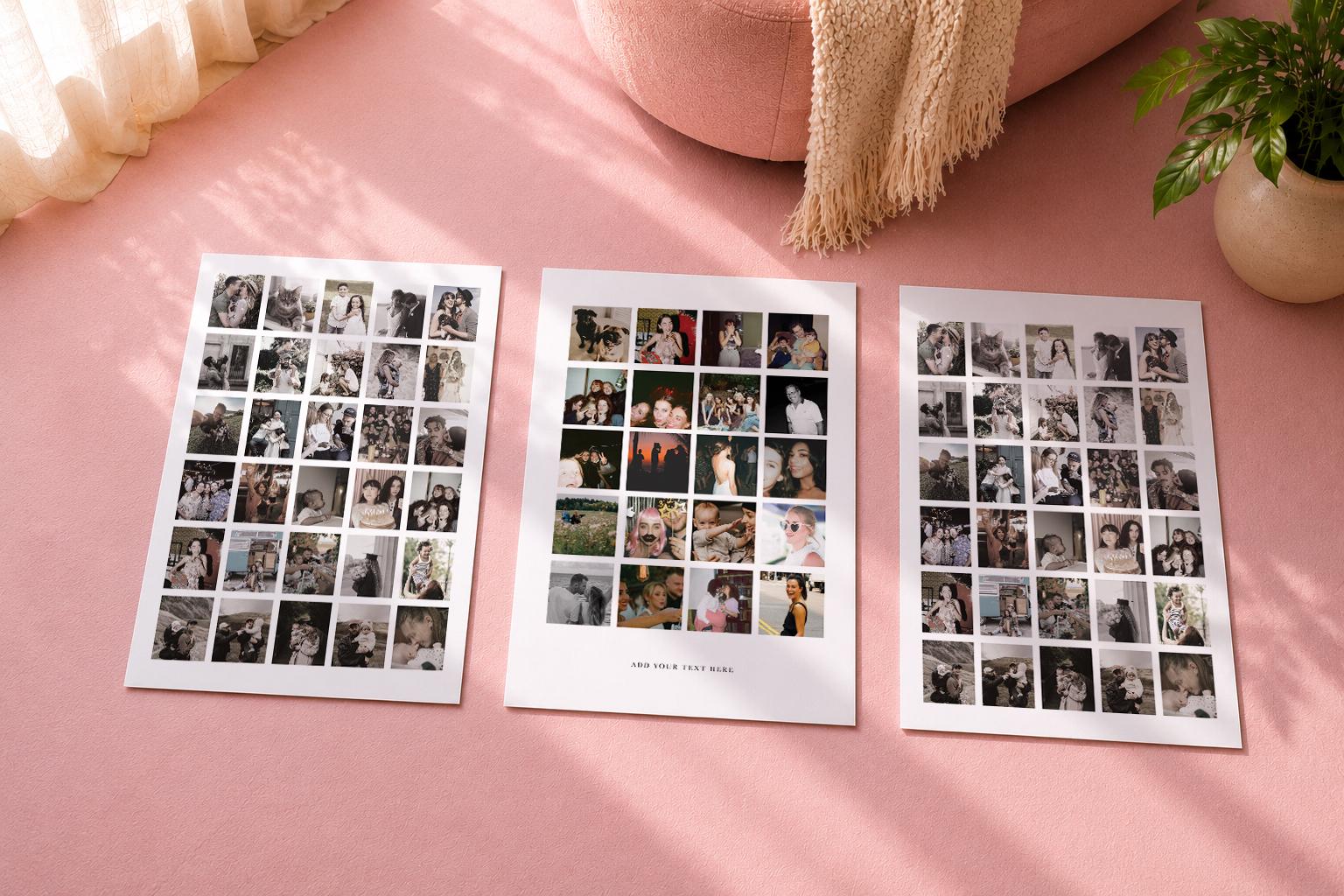 写真80枚を使用したプリントコラージュ3枚セット - サイズ：11×14 