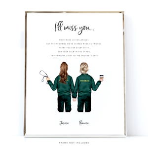 Regalo di addio per un paramedico: stampa personalizzata con i migliori amici in uniforme da paramedico e una frase di saluto speciale, design personalizzabile.