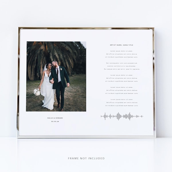 Song lyrics print / Wedding song lyrics print / Photo Print / Wedding anniversary gift / Wedding photo gift / First dance wedding songs