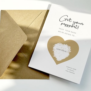Obtenez votre passeport ! carte à gratter et révélation surprise, carte à gratter week-end, surprise des Fêtes, escapade surprise, cadeau de voyage révélé