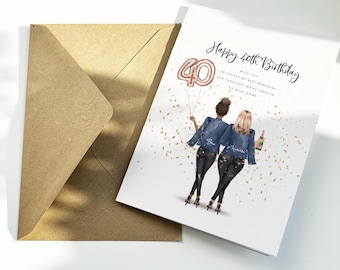 Personalisierte 40. Geburtstagskarte für Sie nach Maß Freundschaftsgeschenk Einzigartiges Andenken für Beste Freundin Schwester Mama oder Frau Meilensteinkarte