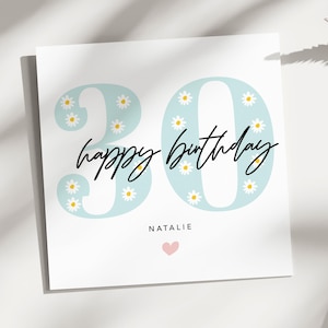 Personalisierte 30. Geburtstag Daisy Geburtstagskarte - Spezielle Karte mit Gänseblümchen-Design für Sie