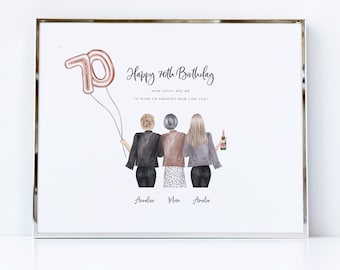 Happy 70th Birthday print for Mum / 70th Birthday gift for mum / Personalised gift for mum / Happy birthday art / Thoughtful gifts