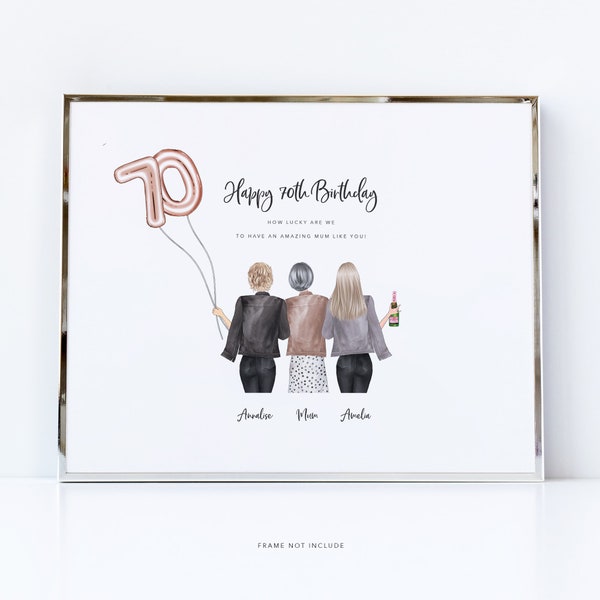 Happy 70th Birthday print for Mum / 70th Birthday gift for mum / Personalised gift for mum / Happy birthday art / Thoughtful gifts