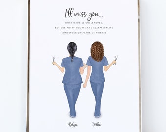 Personalised Dental Nurse Print, Best Friend Leaving Gift