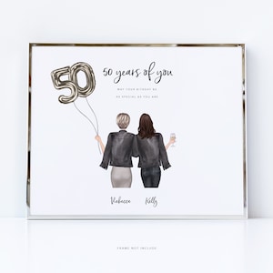 Joyeux anniversaire meilleure amie personnalisée pour femme / cadeau du 50e anniversaire / carte personnalisée / carte faite main pour soeur ou amie