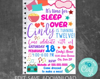slumber party invite etsy