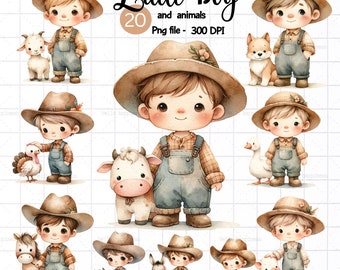 Niedliches Tier auf dem Bauernhof, kleiner Junge, Gärtner, Gärtner, Gärtner, PNG, Tier Clipart, Katze, Hund, Bauernhof Clipart, Erntezeit, Bauernhof Tiere