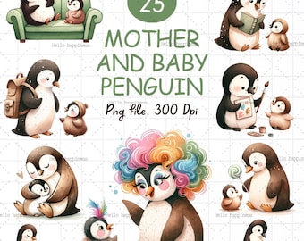 Mother and baby penguin, Little penguin clipart, watercolor penguin  Illustrations, Mother day, Mom , Png, Mama Clipart, Baby Shower