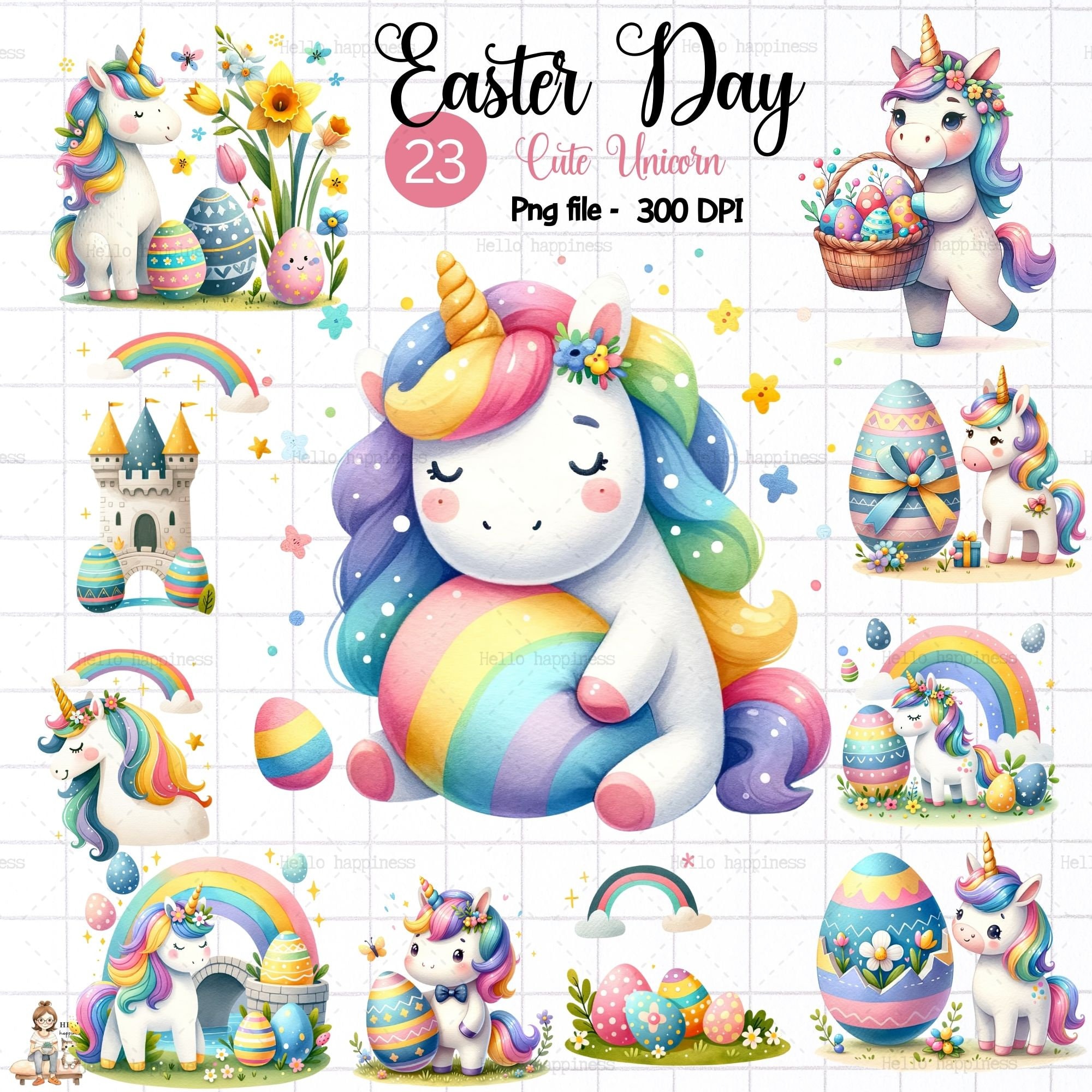 Unicorn Clipart , Little Unicorn , Printable Watercolor Clipart ...