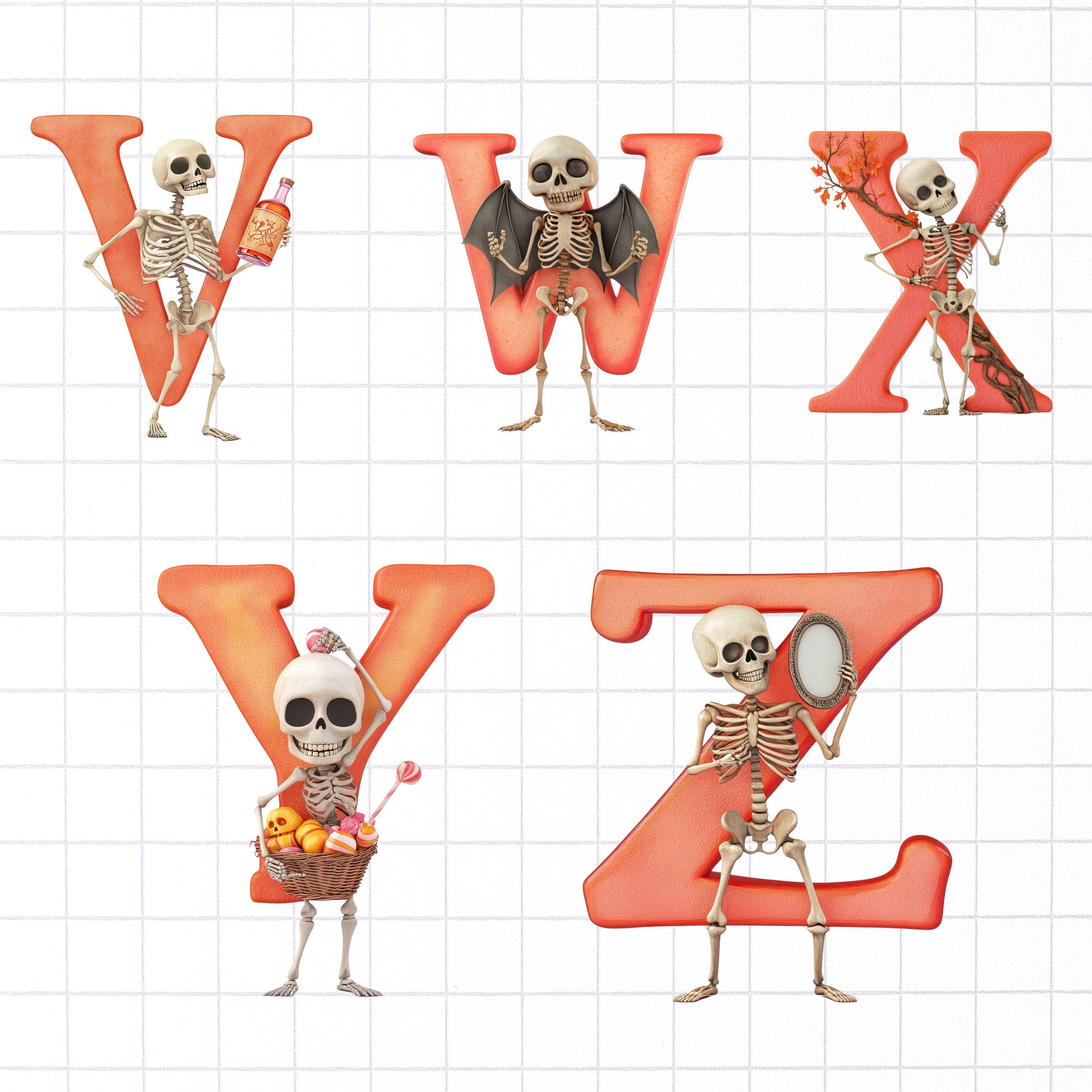 Skeleton Alphabet Letter PNG, Number Clipart, Funny Ghost, Halloween ...