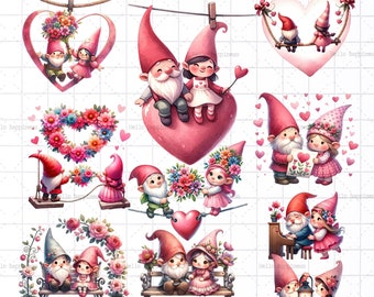 Paquete de imágenes prediseñadas de Valentines Gnome, imágenes prediseñadas de San Valentín, gráficos png de San Valentín, sublimación de Gnome, imágenes prediseñadas para niños, coche - bicicleta - camión, corazón