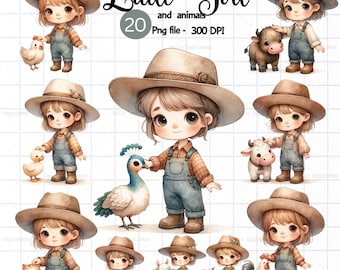 Niedliches Bauernhoftier, kleines Mädchen, Gärtner, Kind auf Bauernhof, Gärtner, PNG, Tier Clipart, Katze, Hund, Bauernhof Clipart, Erntezeit, Bauernhof Tiere