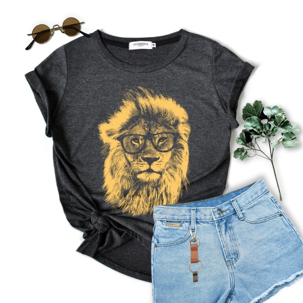 Lion nerd shirt lion print Shirt lion face print tshirt birthday gift shirt graphic tee clothing