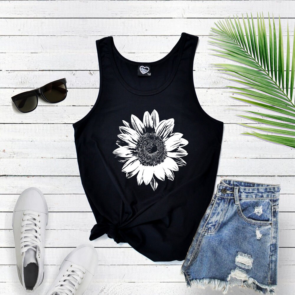 Sunflower shirt Summer tank gift woman tanks shirt graphic | Etsy