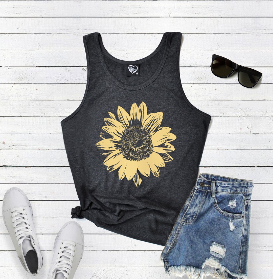 Sunflower Shirt Summer Tank Gift Woman Tanks Shirt Graphic - Etsy