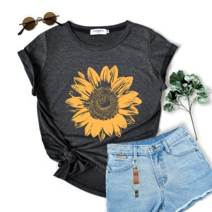 Sunflower shirt sunflower drawing Shirt gift woman tshirt birthday gift shirt graphic tee clothing