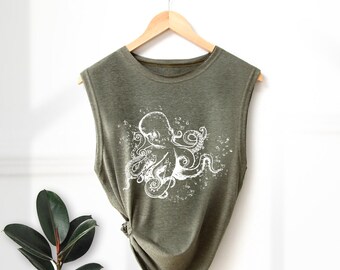 Octopus shirts Octopus graphic shirt gift woman tanks shirt graphic tank top clothing