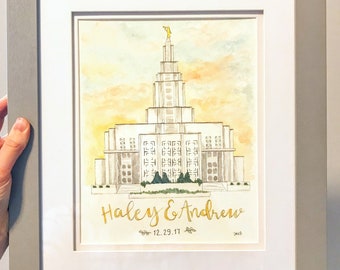 Custom LDS Temple Watercolor Painting