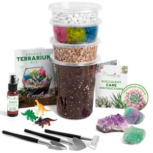 DIY Terrarium Kit: Soil, Moss, Crystals & Tools - Plant Lover Gift