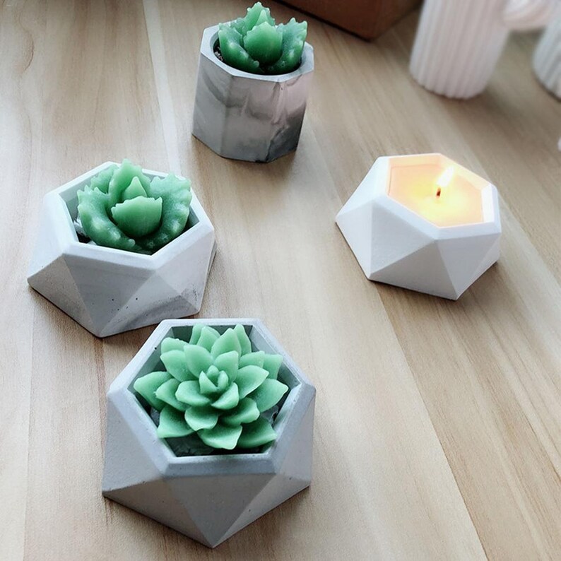 Diamond Shaped Candle Mold Plant Flower Pot Silicone Mold Gypsum Cement Fleshy Flower Bonsai Ashtray Diy Candle Silicone Mold