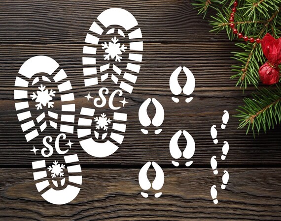 Santa Boot Stencil / Elf Shoe print / Reindeer paw print