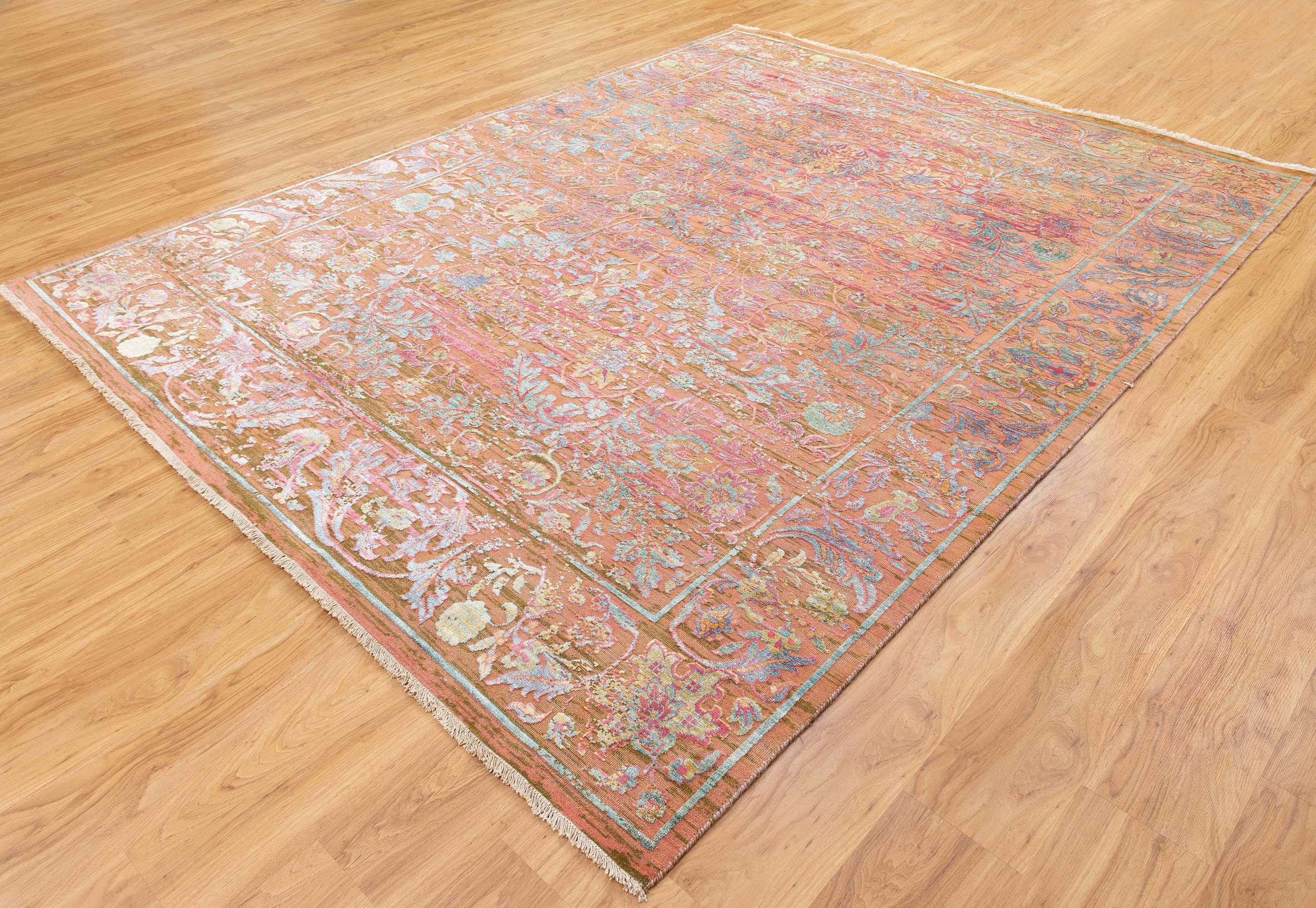 Pastel Color Floral Living Room Rug Multi Color Modern Deco Etsy