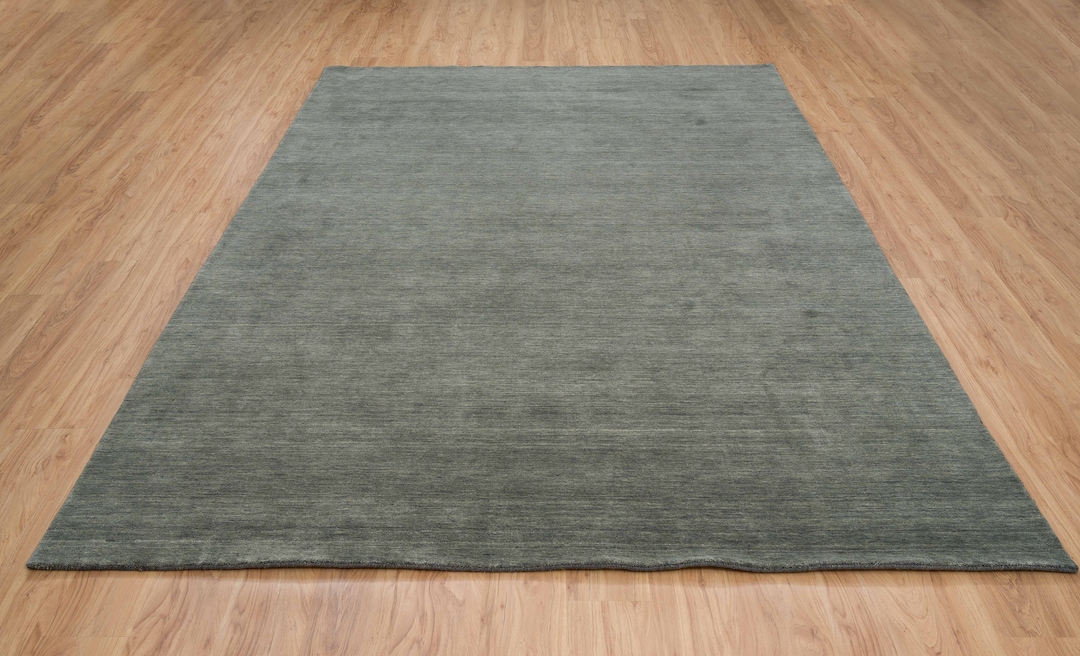 8x10 Rug Muted Military Green, Plain Gabbeh Rug, Solid Green Wool Rug ...