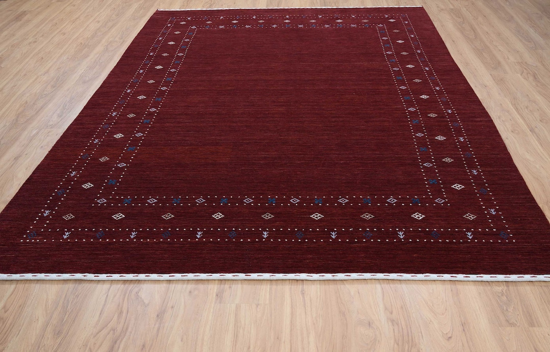 Maroon Rug Patterns Maroon Gabbeh Rug, Burgundy Modern Rug for Living Room, Blue White ...