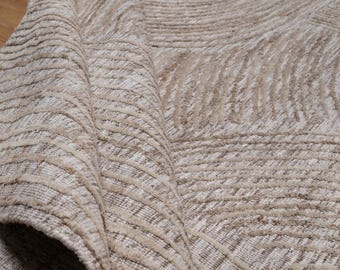 Driftwood Hand-Woven Wool Area Rug – Natural Beige & Taupe Abstract Swirl Pattern Hm_00027