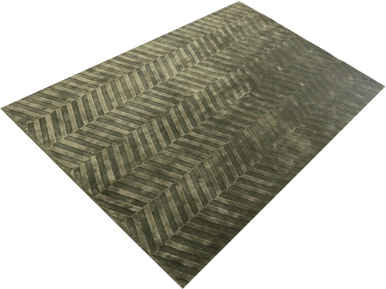 Sage Green Silk Turkish Large Modern Rug Living Room Carpet Etsy