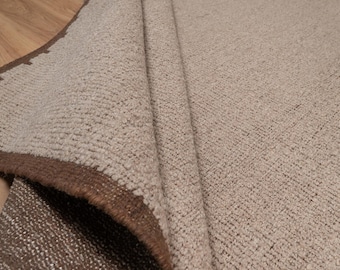 Beige Brown Flatweave Kilim Rug, Handwoven Wool, Scandinavian Style  OS_33