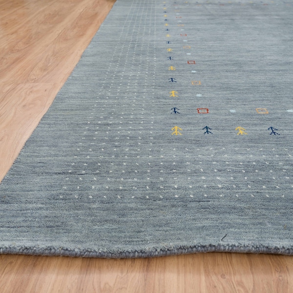 8x10 Steel Grey Handmade Wool Rug  , Multi Size Minimal Top Quality Rug 3027