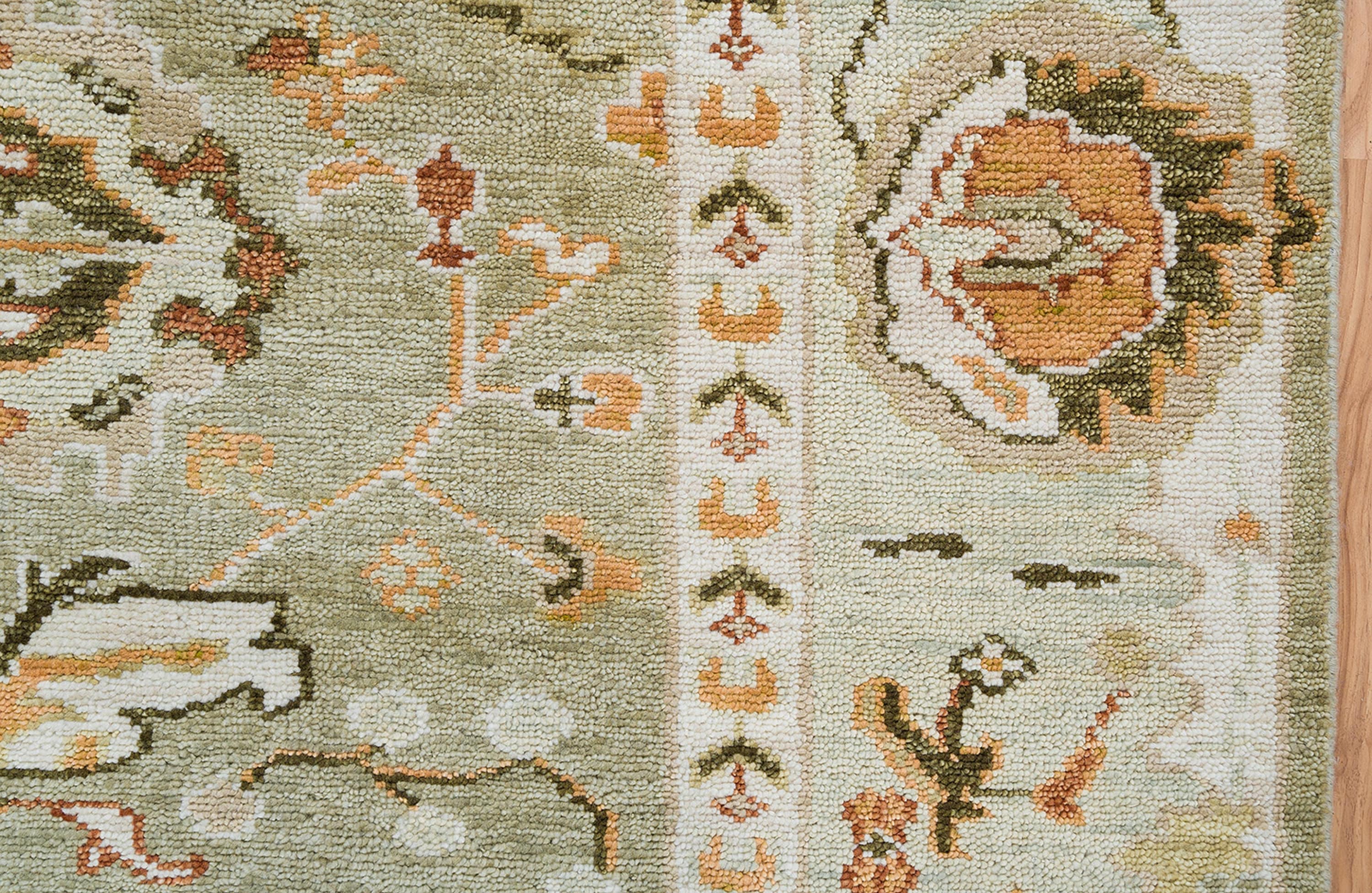 Oushak Rug 9x12, Light Green Orange Ivory Turkish Rug Oushak Rug 9x12, Light Green Orange Ivory Turkish Rug