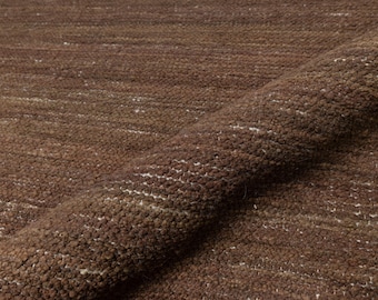 Brown Flatweave Kilim Rug 6x9, Swedish Rug 5x8 Rust, No Shed Large Handmade Rug, Solid Color Area Rug, Plush scandinavian Wool Rug OS_33