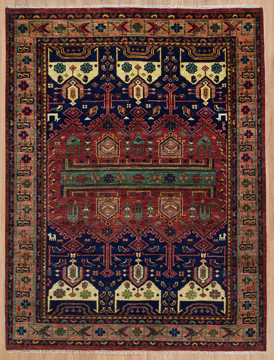 Burgundy Red Gold Oriental Rug Persian Rug With Tribal Etsy