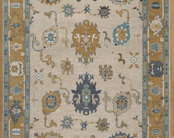 Handmade  Wool Oushak Rug, Modern Floral Design AR_10080