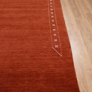 8' X 10' Rust Red Deco Gabbeh Carpet, Gabbeh Rug , Modern Minimal ...