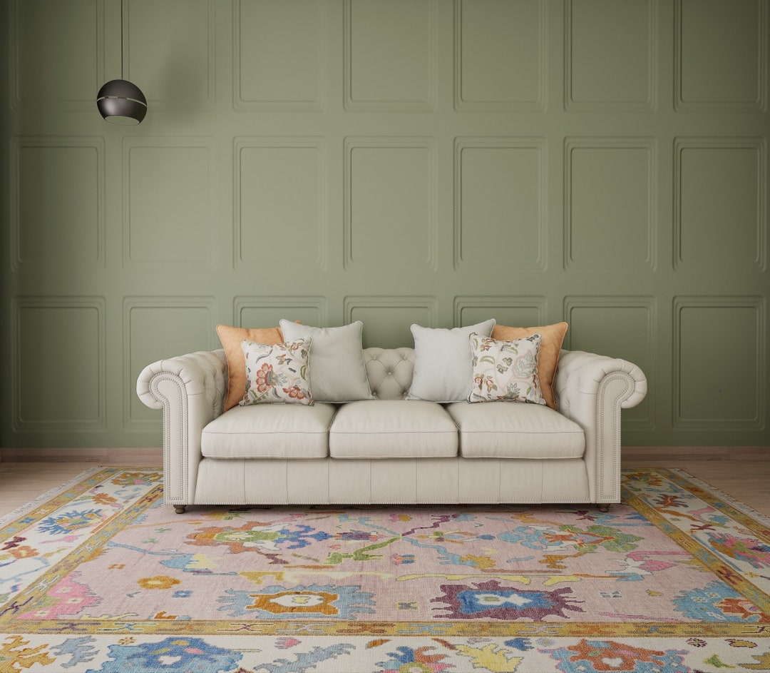 Handmade Pink Oushak Rug, Quick Ship Turkish Rug in 9x12 and 8x10